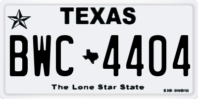 TX license plate BWC4404