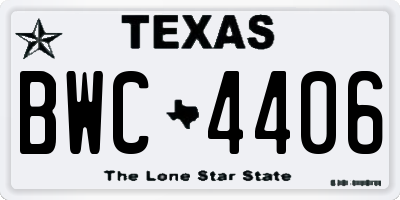 TX license plate BWC4406