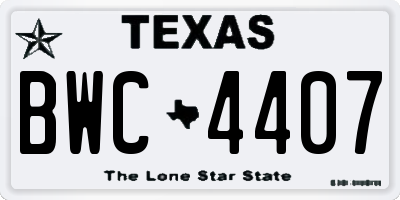 TX license plate BWC4407