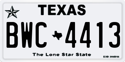TX license plate BWC4413