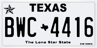 TX license plate BWC4416