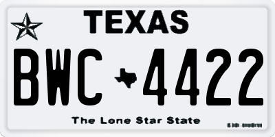 TX license plate BWC4422