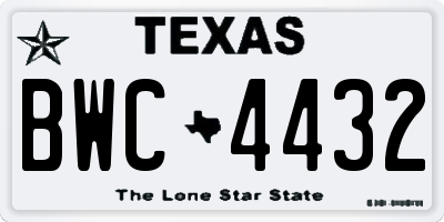 TX license plate BWC4432