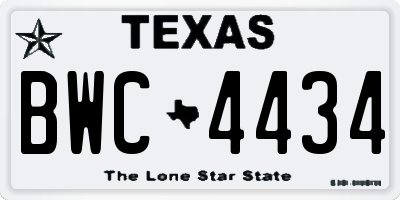 TX license plate BWC4434