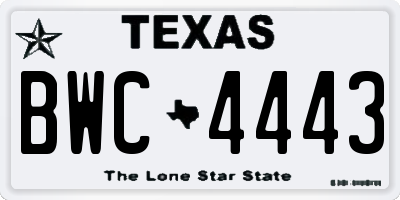 TX license plate BWC4443