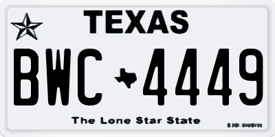 TX license plate BWC4449
