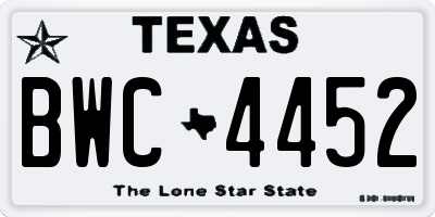TX license plate BWC4452