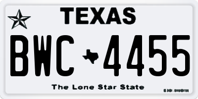TX license plate BWC4455