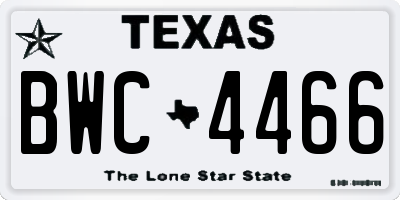 TX license plate BWC4466