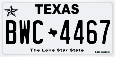 TX license plate BWC4467