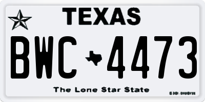 TX license plate BWC4473