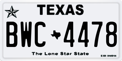 TX license plate BWC4478