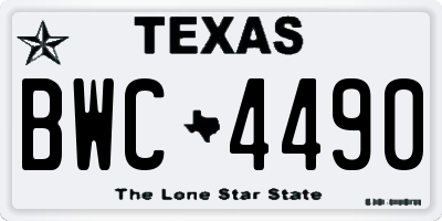 TX license plate BWC4490