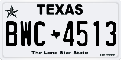 TX license plate BWC4513