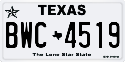 TX license plate BWC4519