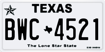 TX license plate BWC4521