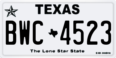 TX license plate BWC4523