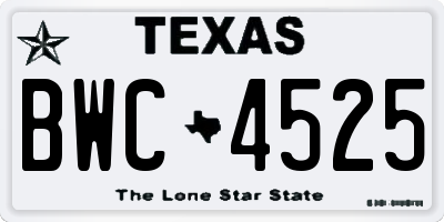 TX license plate BWC4525