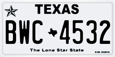 TX license plate BWC4532