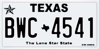 TX license plate BWC4541
