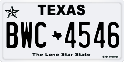 TX license plate BWC4546