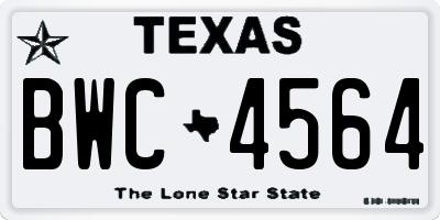 TX license plate BWC4564