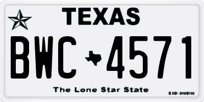 TX license plate BWC4571