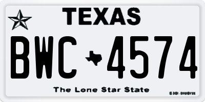 TX license plate BWC4574