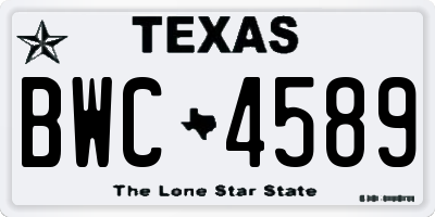 TX license plate BWC4589