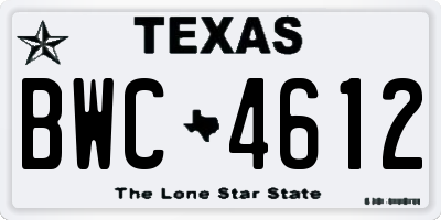 TX license plate BWC4612