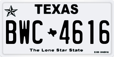 TX license plate BWC4616