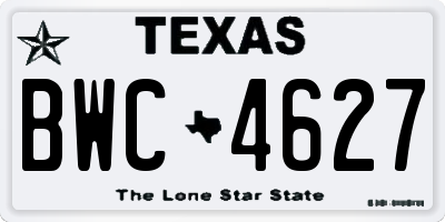 TX license plate BWC4627