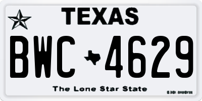 TX license plate BWC4629