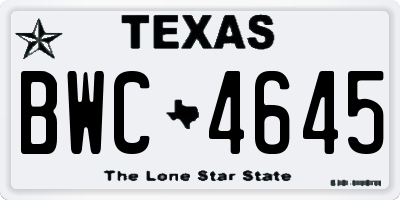 TX license plate BWC4645