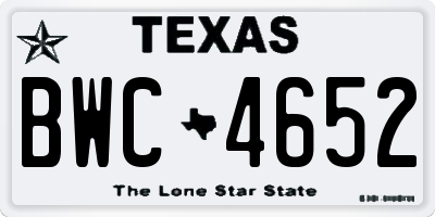 TX license plate BWC4652