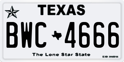 TX license plate BWC4666