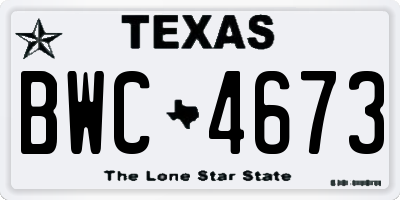 TX license plate BWC4673