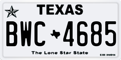 TX license plate BWC4685