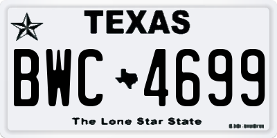 TX license plate BWC4699
