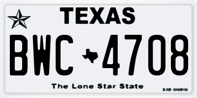 TX license plate BWC4708