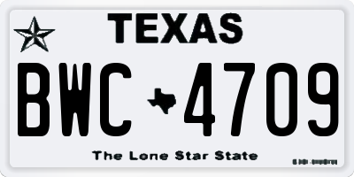 TX license plate BWC4709