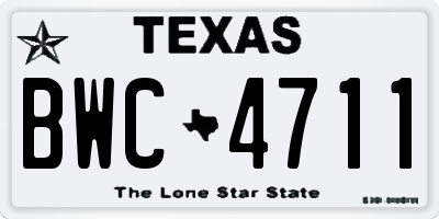 TX license plate BWC4711