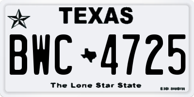 TX license plate BWC4725