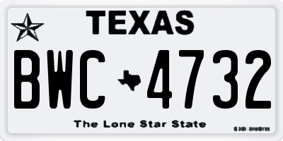 TX license plate BWC4732