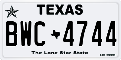 TX license plate BWC4744
