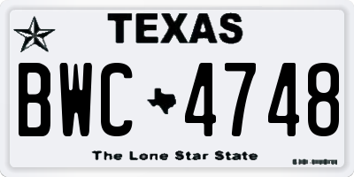 TX license plate BWC4748