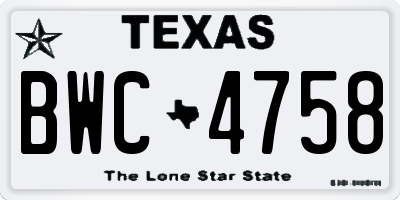 TX license plate BWC4758