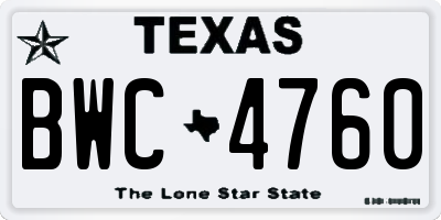 TX license plate BWC4760