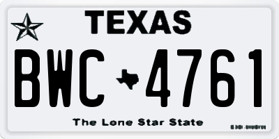 TX license plate BWC4761