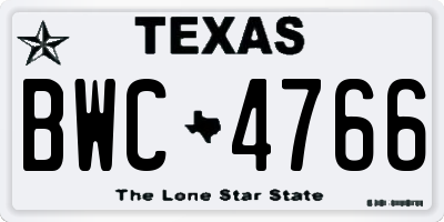 TX license plate BWC4766